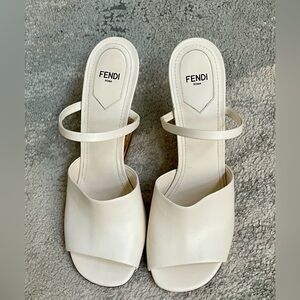 Fendi White Mules Sleek Modern Design